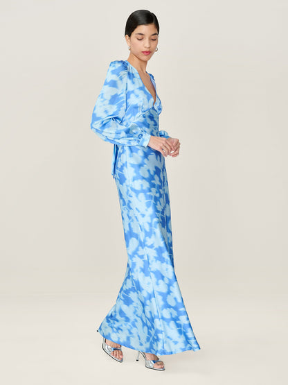 Francoise Dress in Blue Blurred Floral