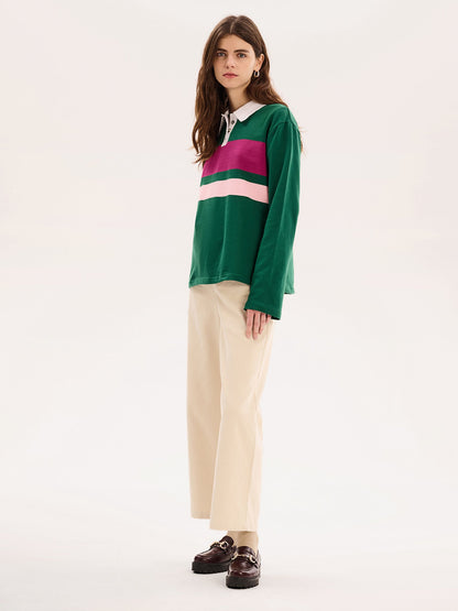 Hugo Rugby Shirt in Green and Pink