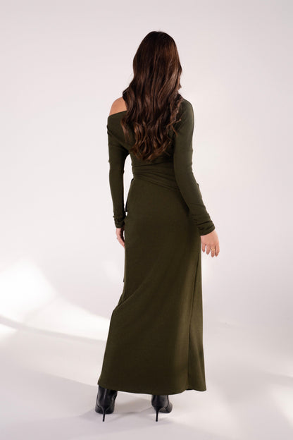 Indy Green Drop Shoulder Top & Wrap Maxi Skirt Set