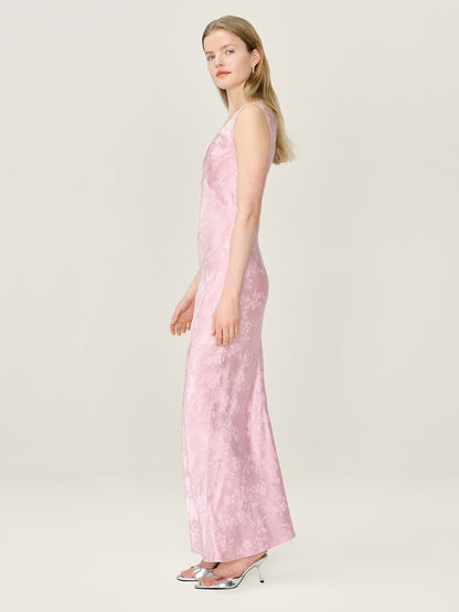 Iris Jacquard Dress in Bleached Mauve