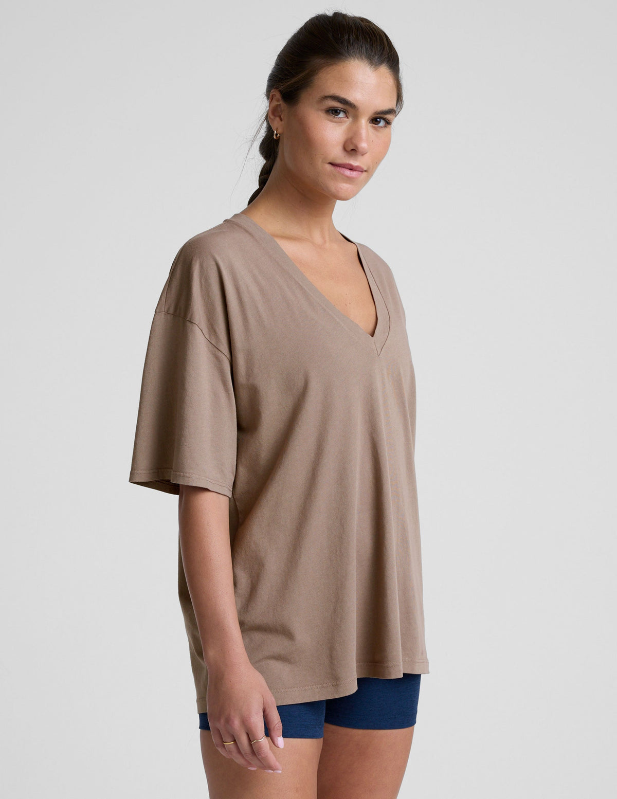 Oversized V-neck Cotton Tee