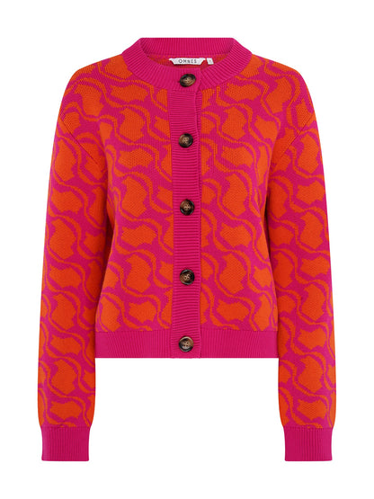 Kamaria Geo Cotton Cardigan in Orange