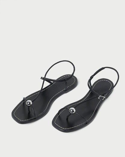 Lara Black Leather Sandal