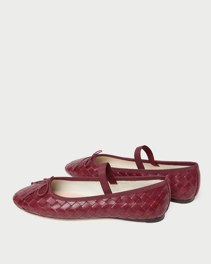 Leonie Wine Woven Ballet Flat