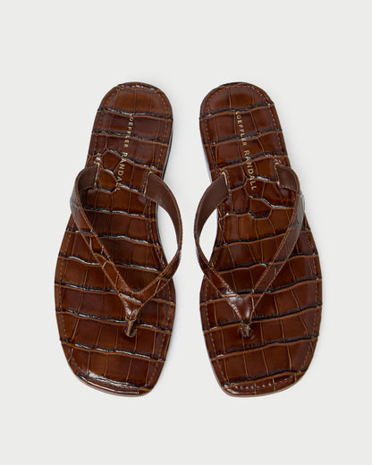Lina Espresso Leather Flip Flop