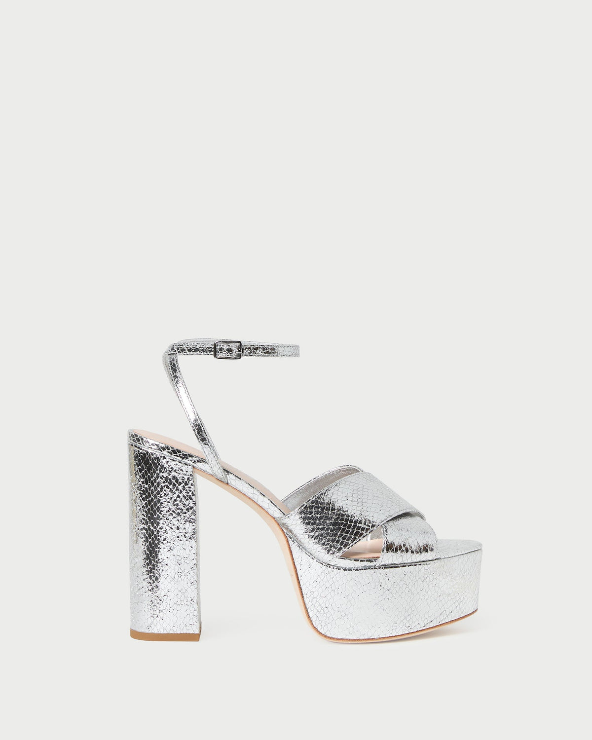 Loretta Silver Snake Platform Sandal