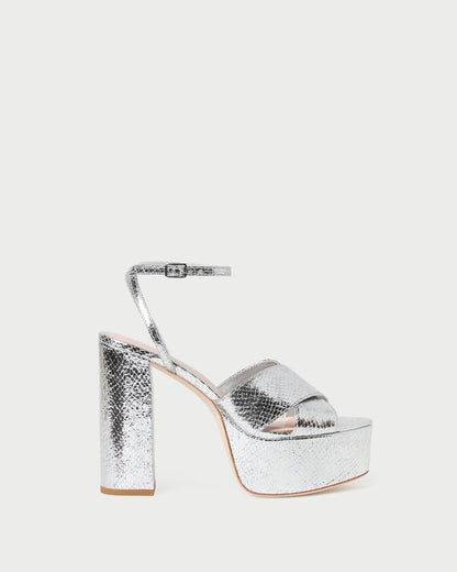 Loretta Silver Snake Platform Sandal