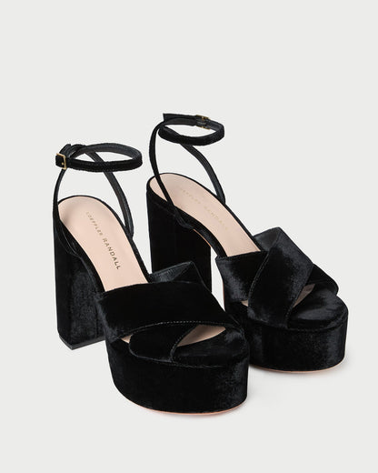 Loretta Black Velvet Platform Sandal