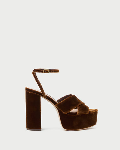 Loretta Brown Velvet Platform Sandal