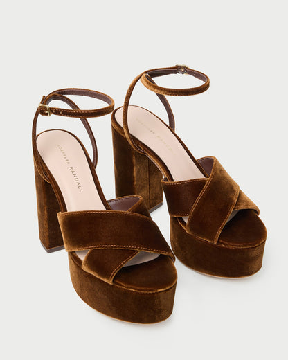Loretta Brown Velvet Platform Sandal