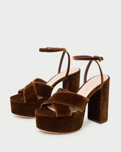 Loretta Brown Velvet Platform Sandal