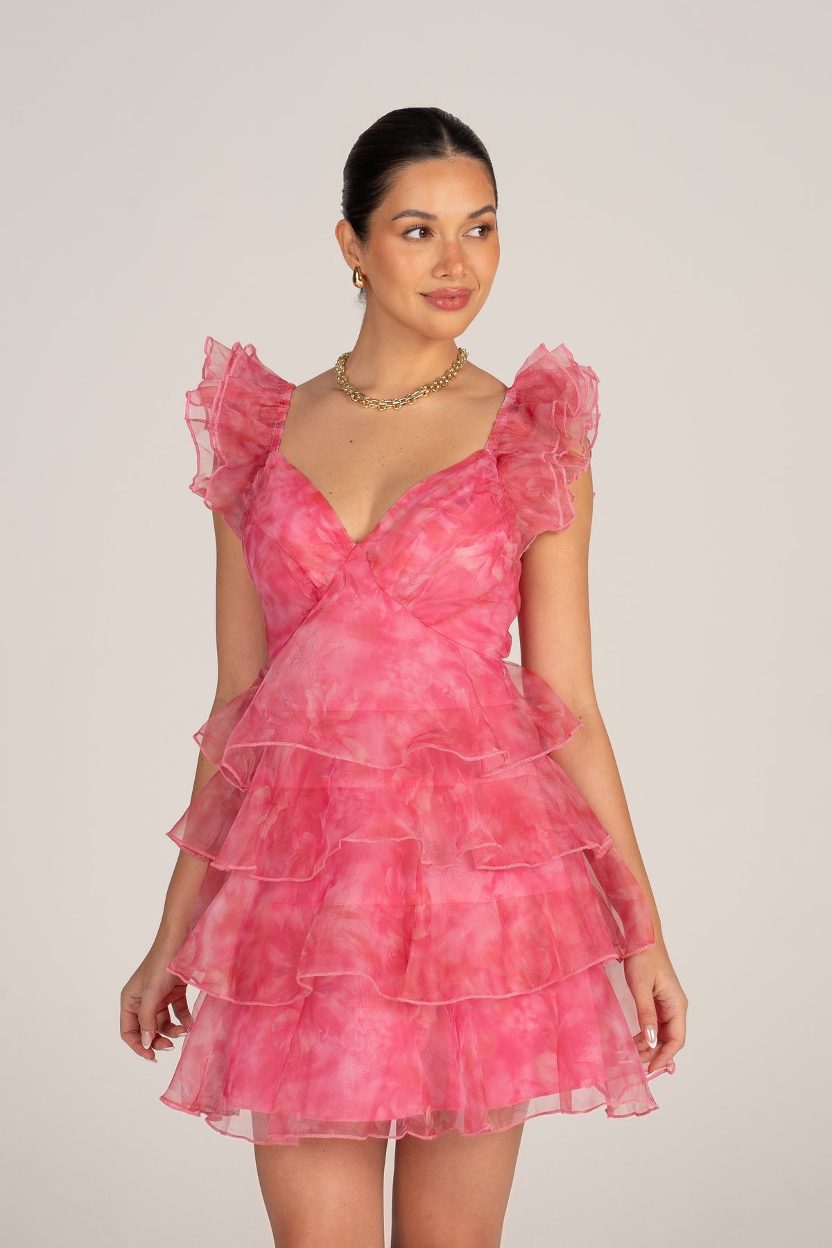 Lavinia Pink Mini with Ruffle Trims