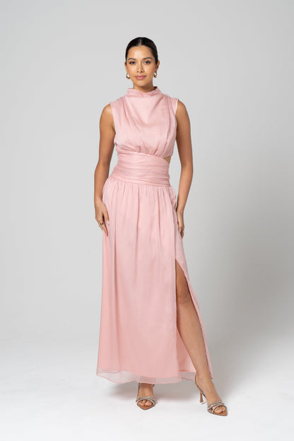 Leah High Neck Midi Dress