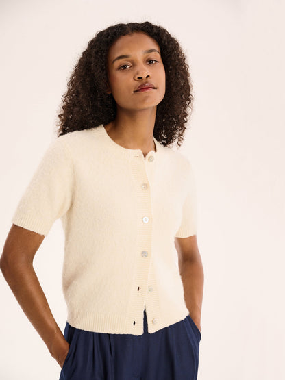 Lulu Fluffy Cardigan in Cream