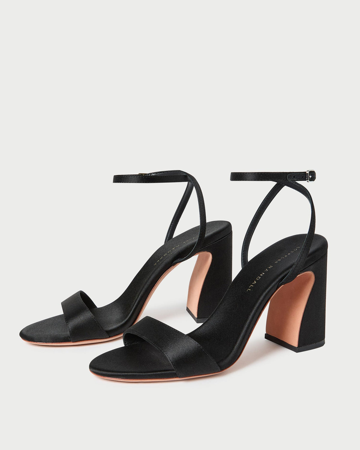 Malia Black Satin Curved-Heel Sandal