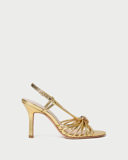 Mareka Gold Leather Heeled Sandal