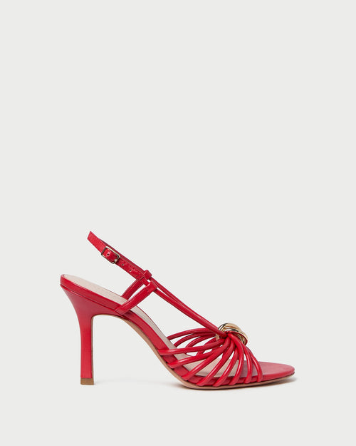 Mareka Red Leather Heeled Sandal
