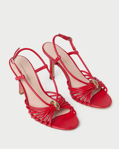 Mareka Red Leather Heeled Sandal