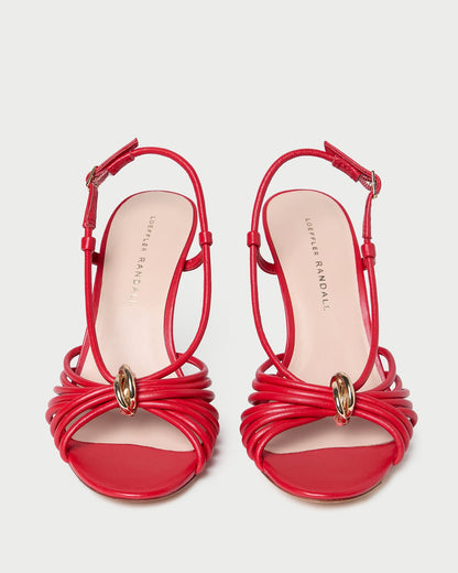 Mareka Red Leather Heeled Sandal