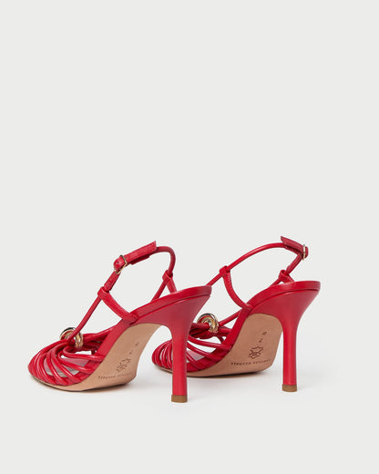 Mareka Red Leather Heeled Sandal
