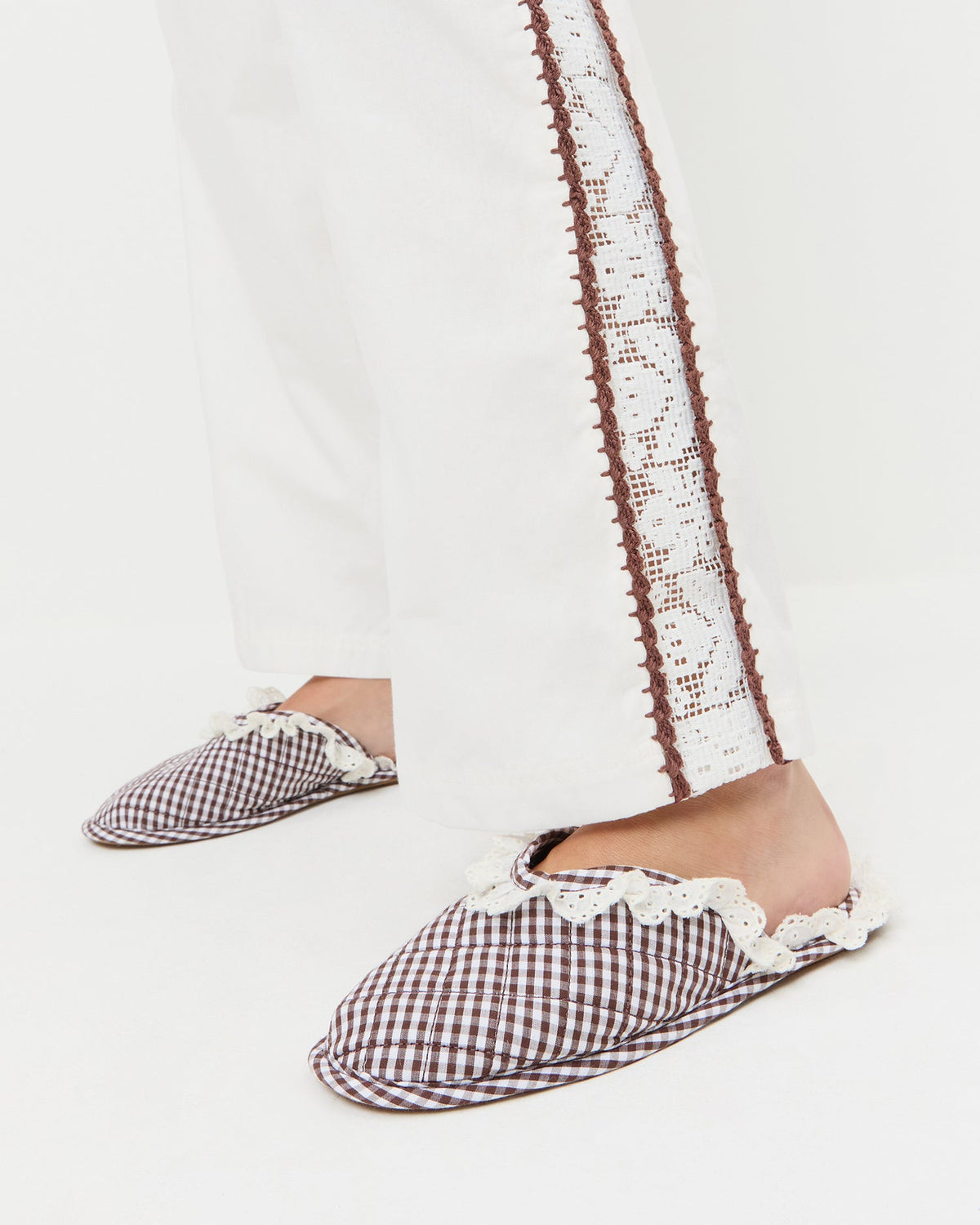 Marky Brown/White Gingham Slipper