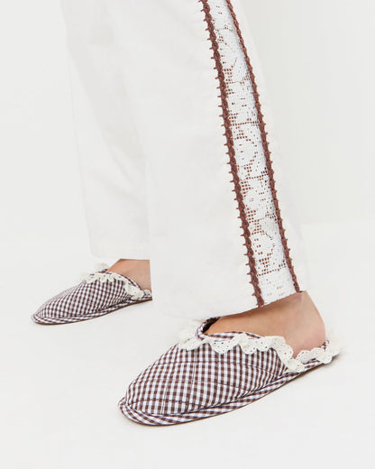 Marky Brown/White Gingham Slipper