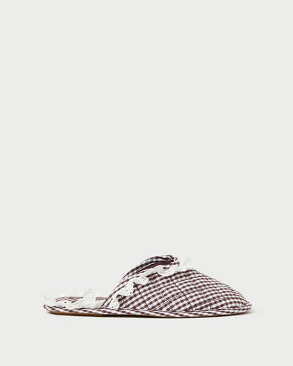 Marky Brown/White Gingham Slipper
