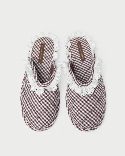 Marky Brown/White Gingham Slipper