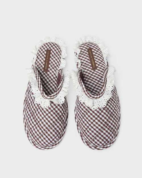 Marky Brown/White Gingham Slipper