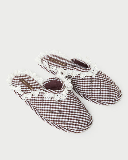 Marky Brown/White Gingham Slipper