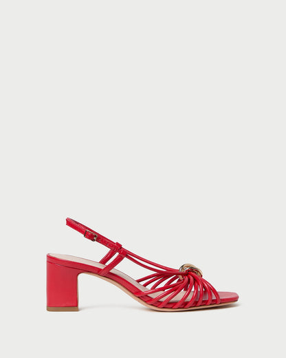 Minna Red Leather Heeled Sandal