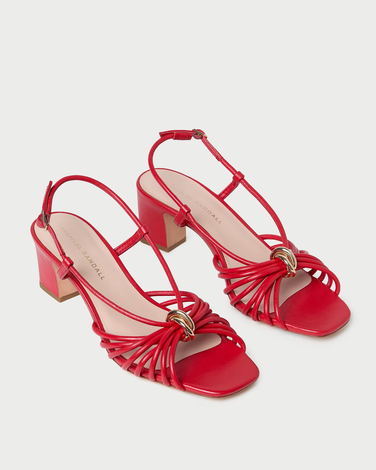 Minna Red Leather Heeled Sandal