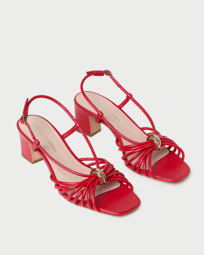 Minna Red Leather Heeled Sandal