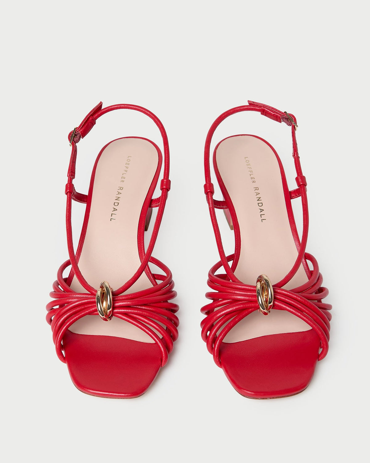 Minna Red Leather Heeled Sandal