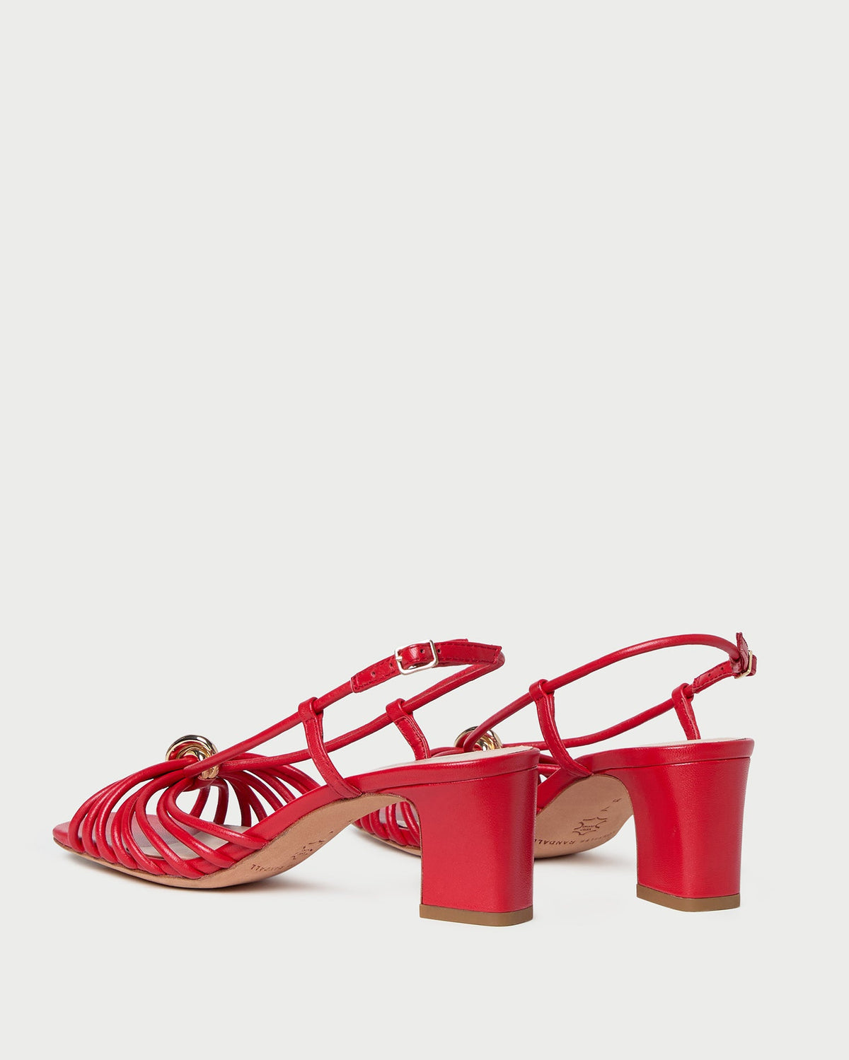 Minna Red Leather Heeled Sandal