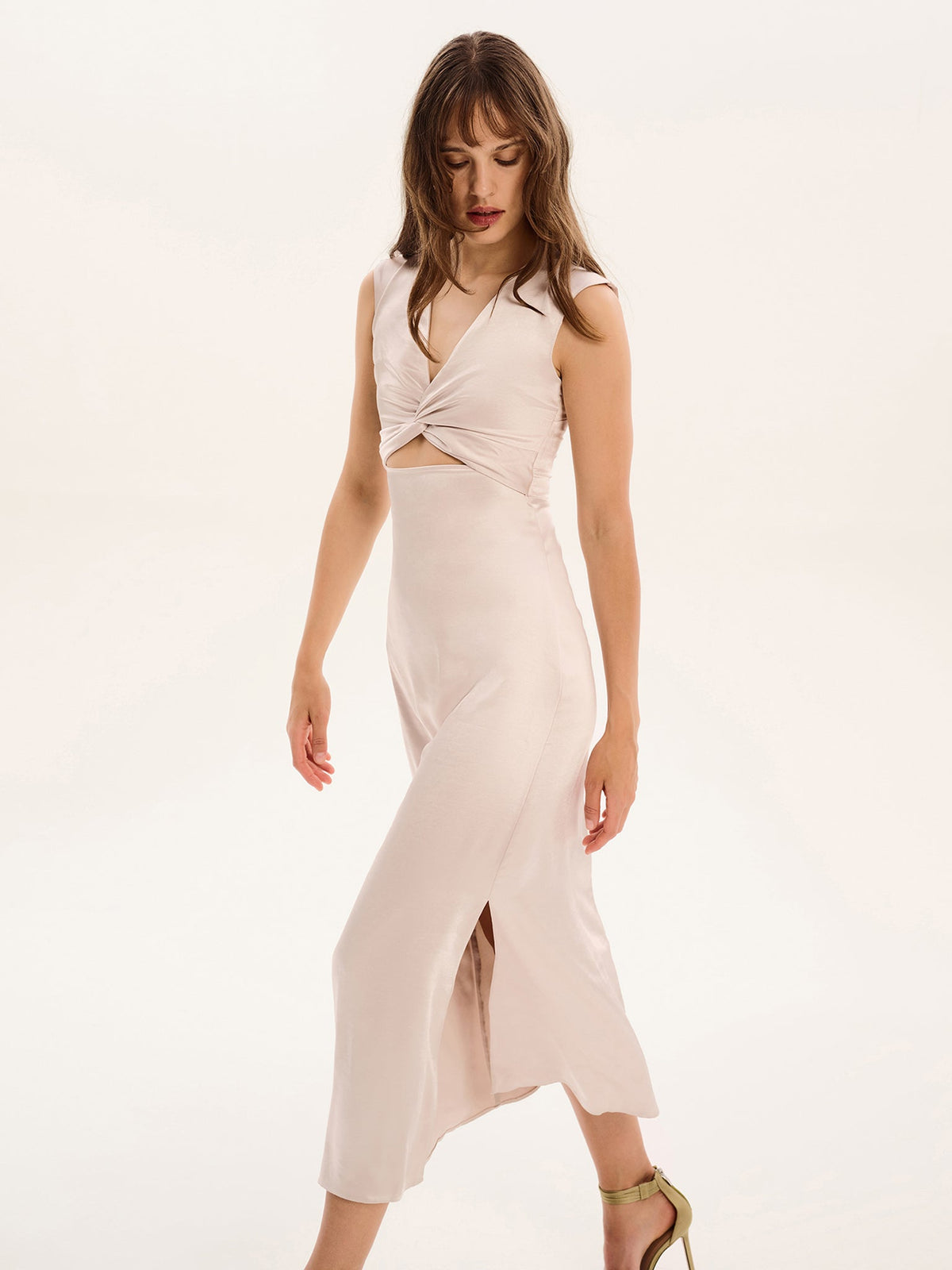 Marin Twist Front Dress in Silver