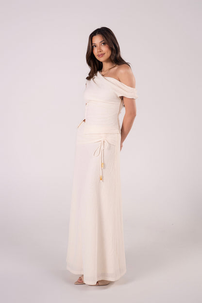Marlow Cream Knit Drop Shoulder Top & Maxi Skirt