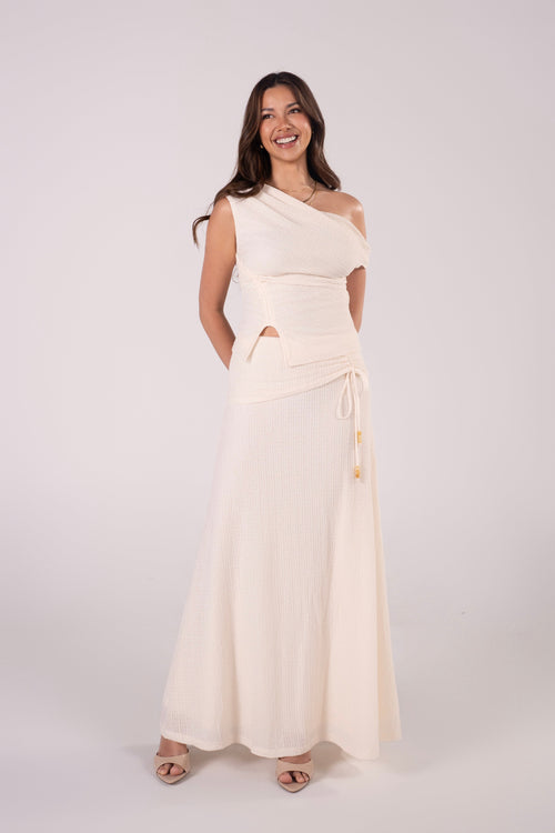 Marlow Cream Knit Drop Shoulder Top & Maxi Skirt