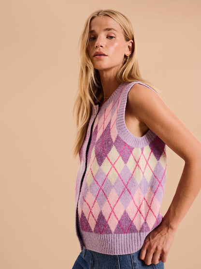 Matilda Button Through Vest in Purple