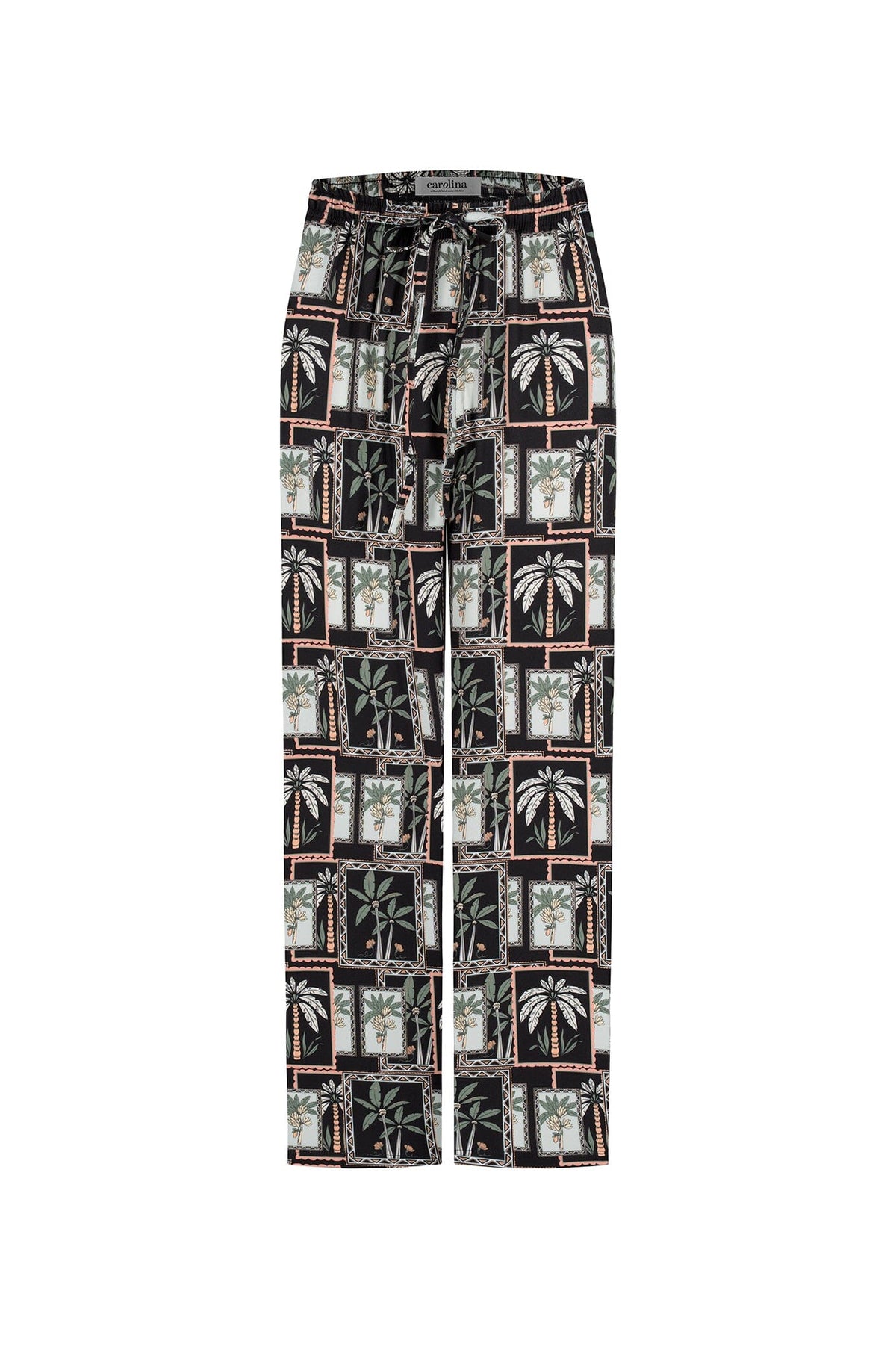 Maui Palm Print Pants in Black and Green