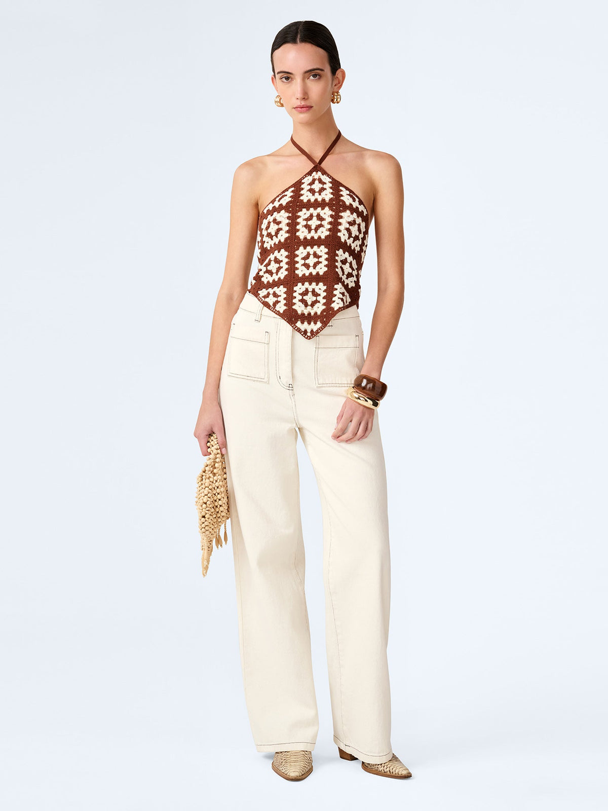 Miles Top in Brown and Cream