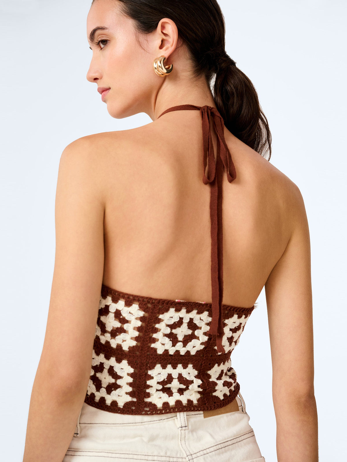 Miles Top in Brown and Cream