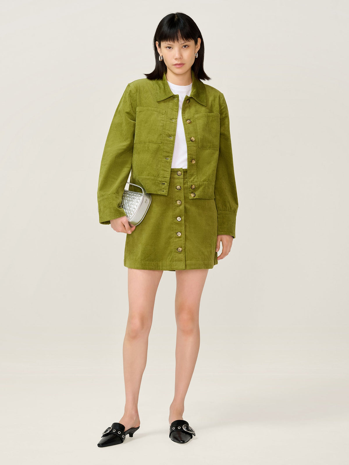 Millie Cord Jacket in Moss Green