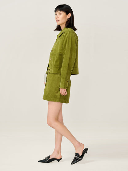 Millie Cord Jacket in Moss Green