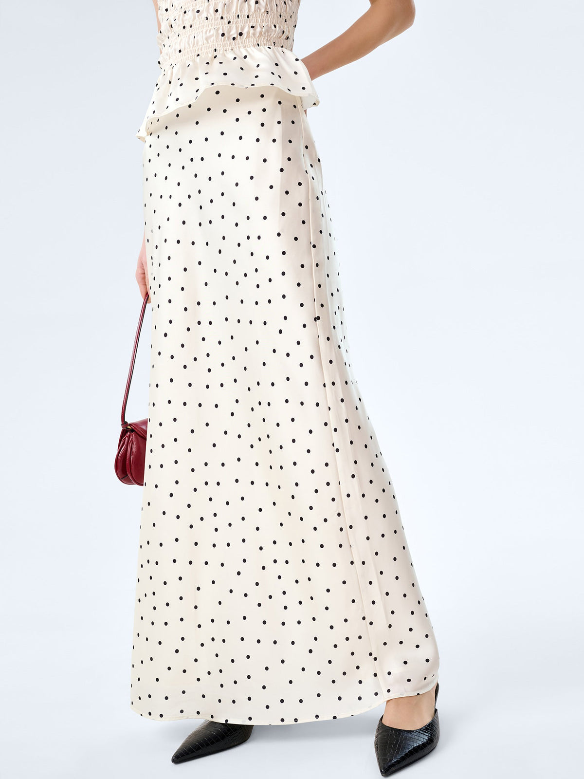 Monty Skirt in White Polka Dot