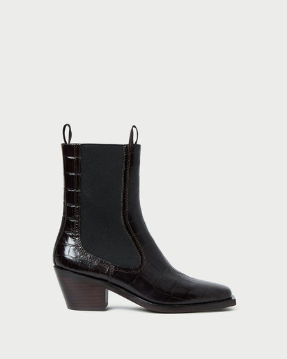 Nat Crocodile Leather Ankle Boot