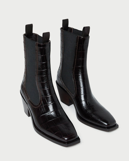 Nat Crocodile Leather Ankle Boot