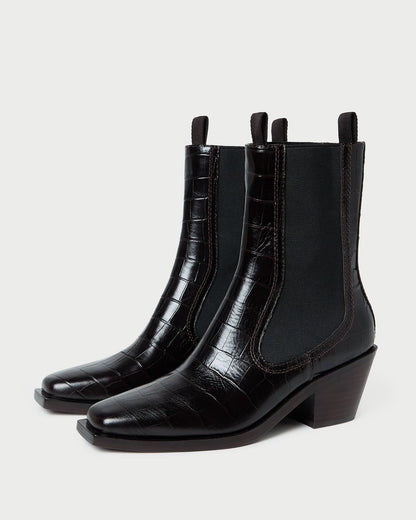 Nat Crocodile Leather Ankle Boot