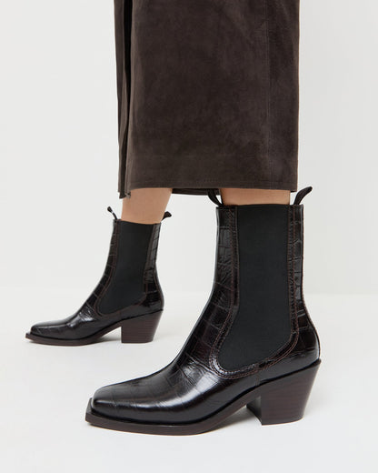 Nat Crocodile Leather Ankle Boot