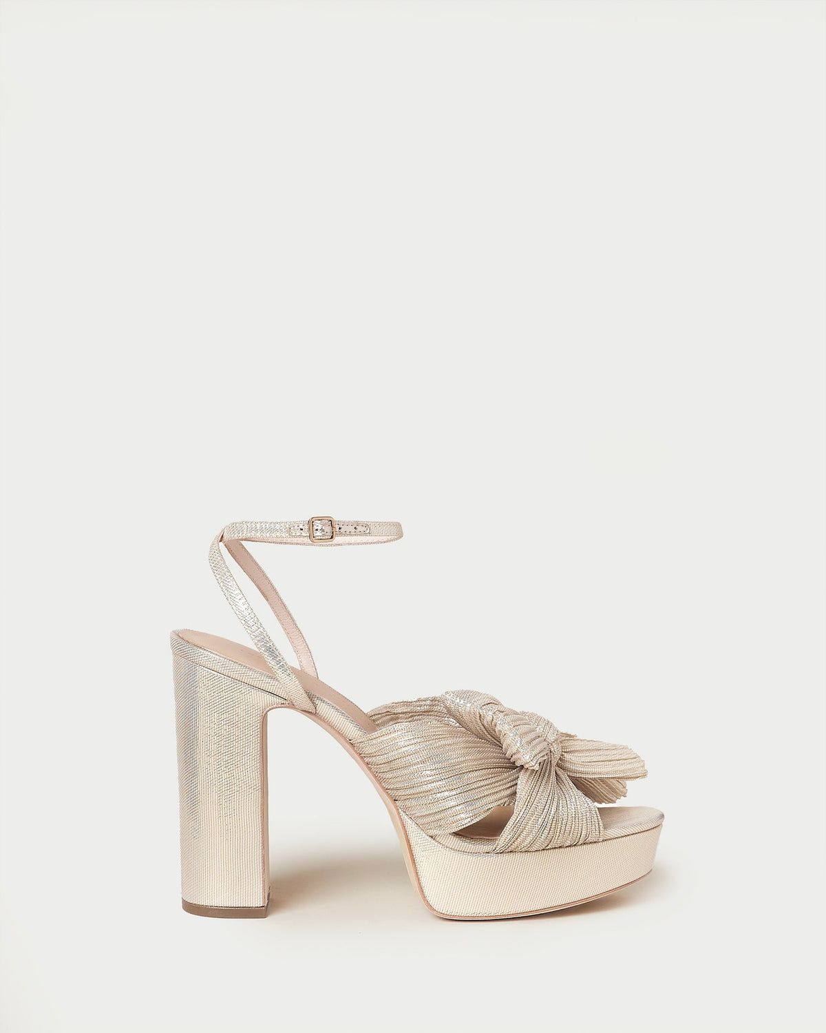 Natalia Platinum Platform Bow Heel